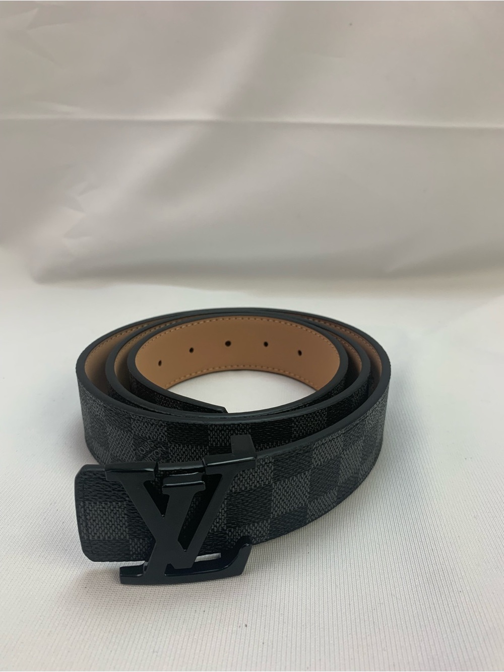 Louis Vuitton Black Checkered Reversible Men's Belt with LV Buckle